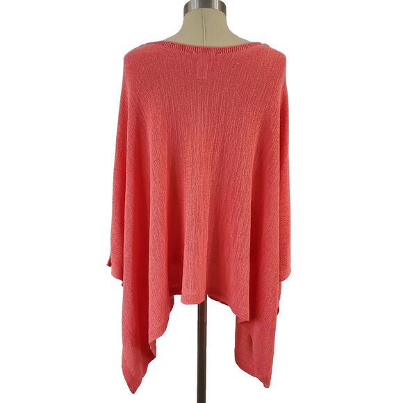 J.Jill Lightweight Knit Poncho One Size Button Beach Boho Coastal Travel Preppy - Picture 3 of 11